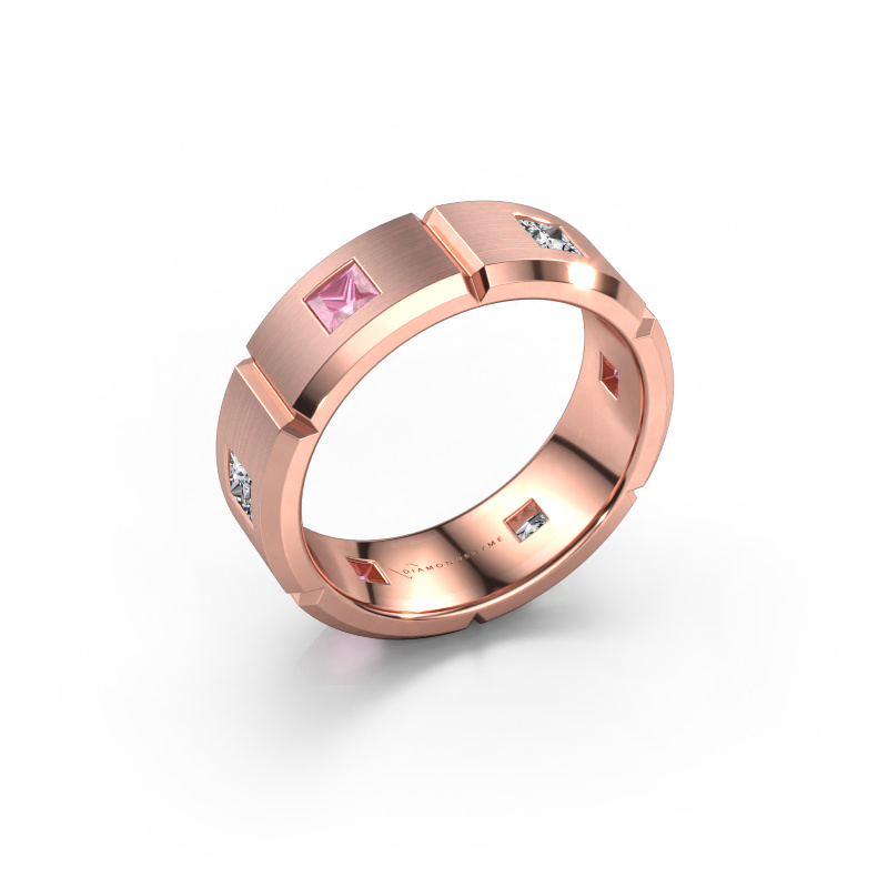 Afbeelding van Heren ring Steve 585 rosé goud Roze saffier 3 mm