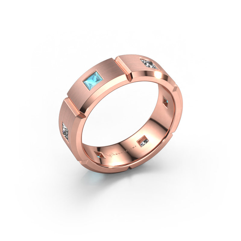 Image de Bague pour homme Steve 585 or rose Topaze bleue 3 mm