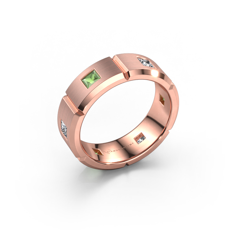 Image de Bague pour homme Steve 585 or rose Vert tourmaline 3 mm