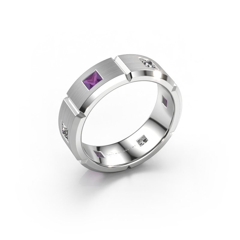 Image of Men's ring Steve 585 white gold Amethyst 3 mm