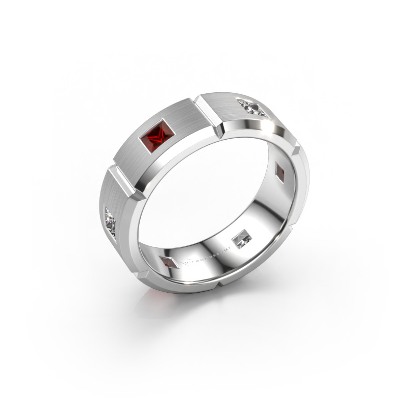 Image of Men's ring Steve 585 white gold Garnet 3 mm
