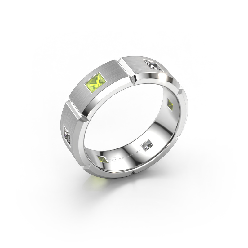 Image of Men's ring Steve 585 white gold Peridot 3 mm