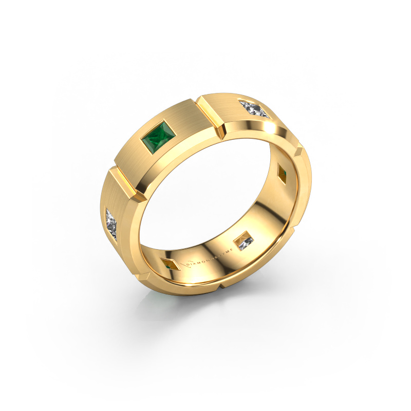 Image of Men's ring Steve 585 gold Emerald 3 mm