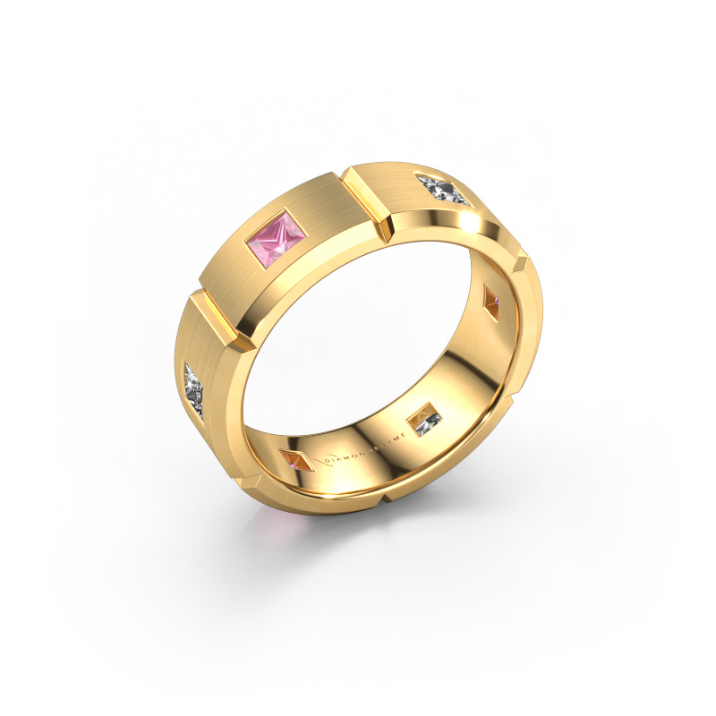 Image of Men's ring Steve 585 gold Pink sapphire 3 mm