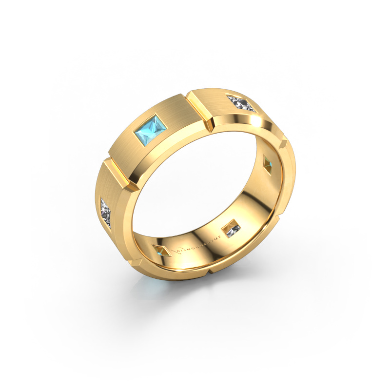 Image of Men's ring Steve 585 gold Blue topaz 3 mm