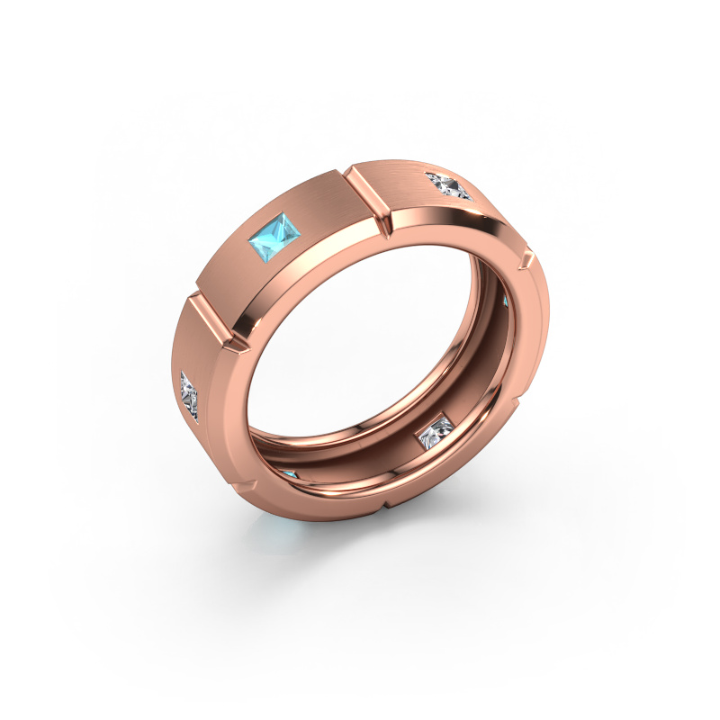 Image of Men's ring Steve light 585 rose gold Blue topaz 3 mm