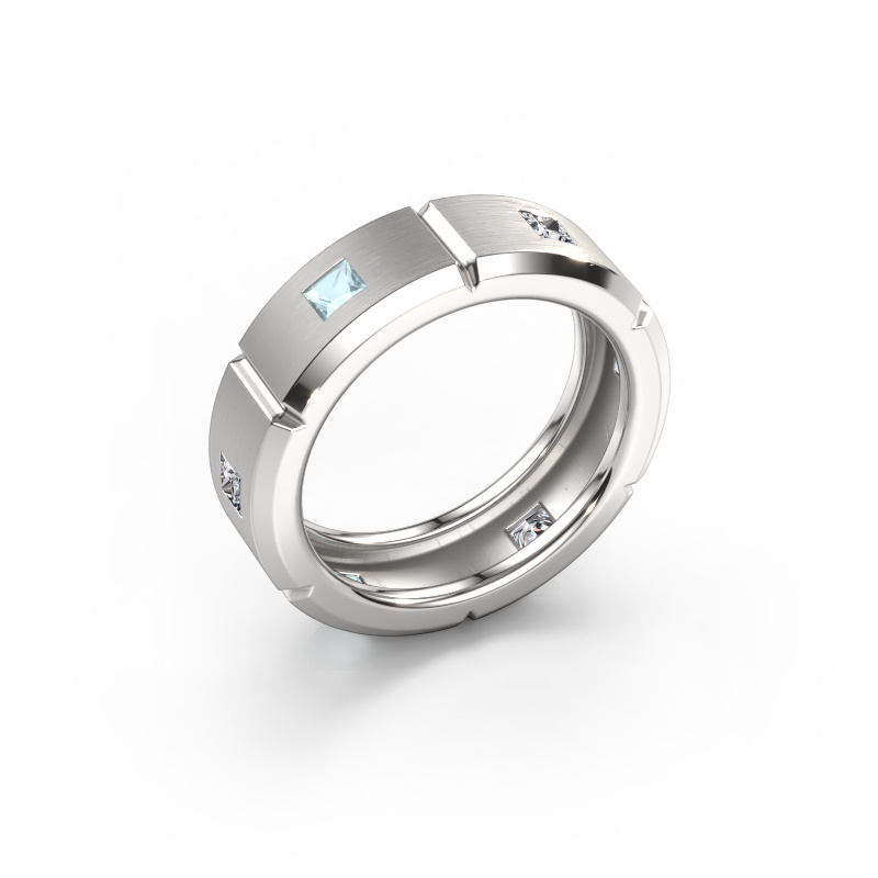 Afbeelding van Heren ring Steve light 585 witgoud Aquamarijn 3 mm