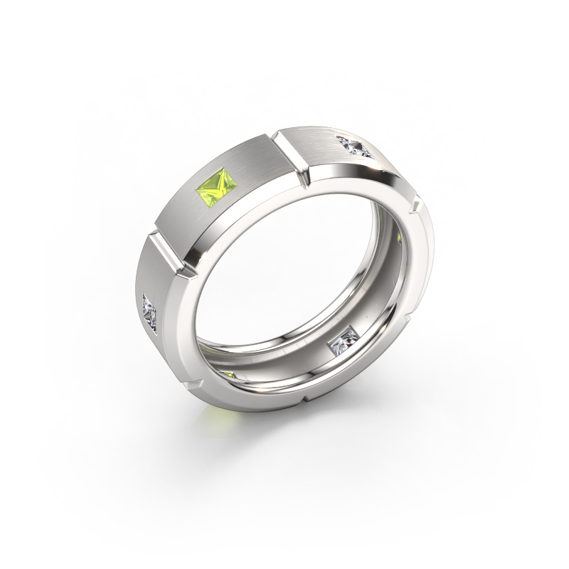 Image of Men's ring Steve light 585 white gold Peridot 3 mm