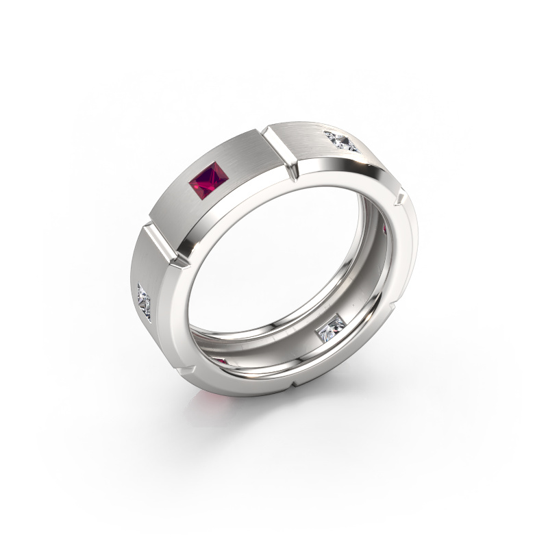 Image de Bague pour homme Steve light 585 or blanc Rhodolite 3 mm