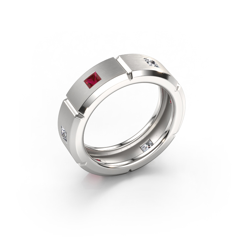Image de Bague pour homme Steve light 950 platine Rubis 3 mm