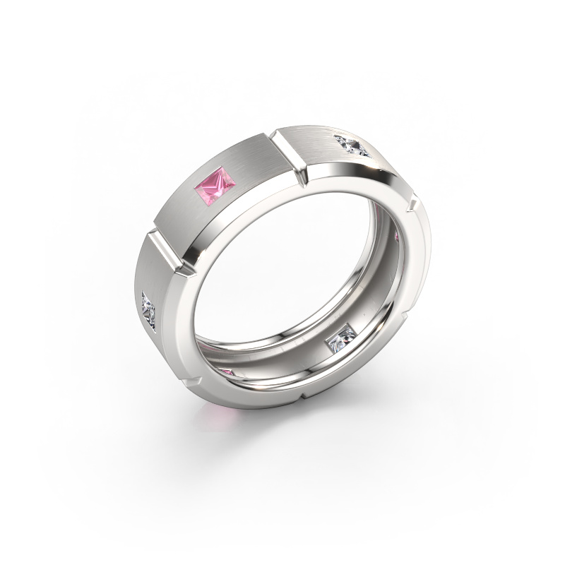 Image of Men's ring Steve light 950 platinum Pink sapphire 3 mm