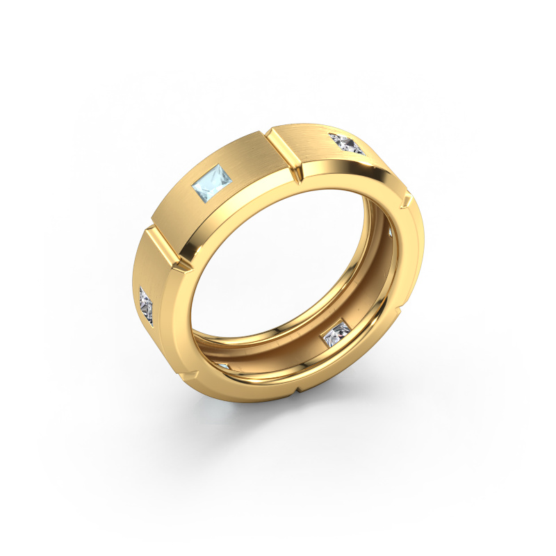 Afbeelding van Heren ring Steve light 585 goud Aquamarijn 3 mm