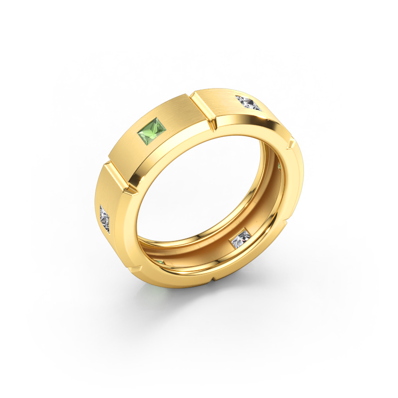 Bild von Herrenring Steve light 585 Gold Turmalin grün 3 mm