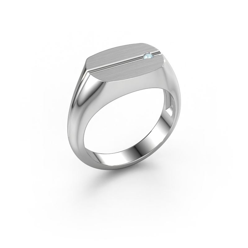 Image of Men's ring Stijn 585 white gold Aquamarine 2 mm