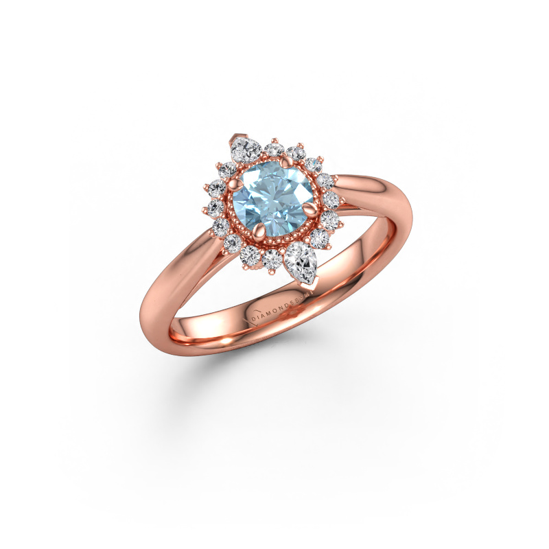 Bild av Förlovningsring Susan 585 roséguld Blå labbodlad diamant 5 mm