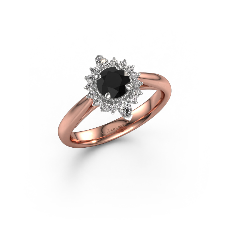 Image of Engagement ring Susan 585 rose gold Black diamond 0.985 crt