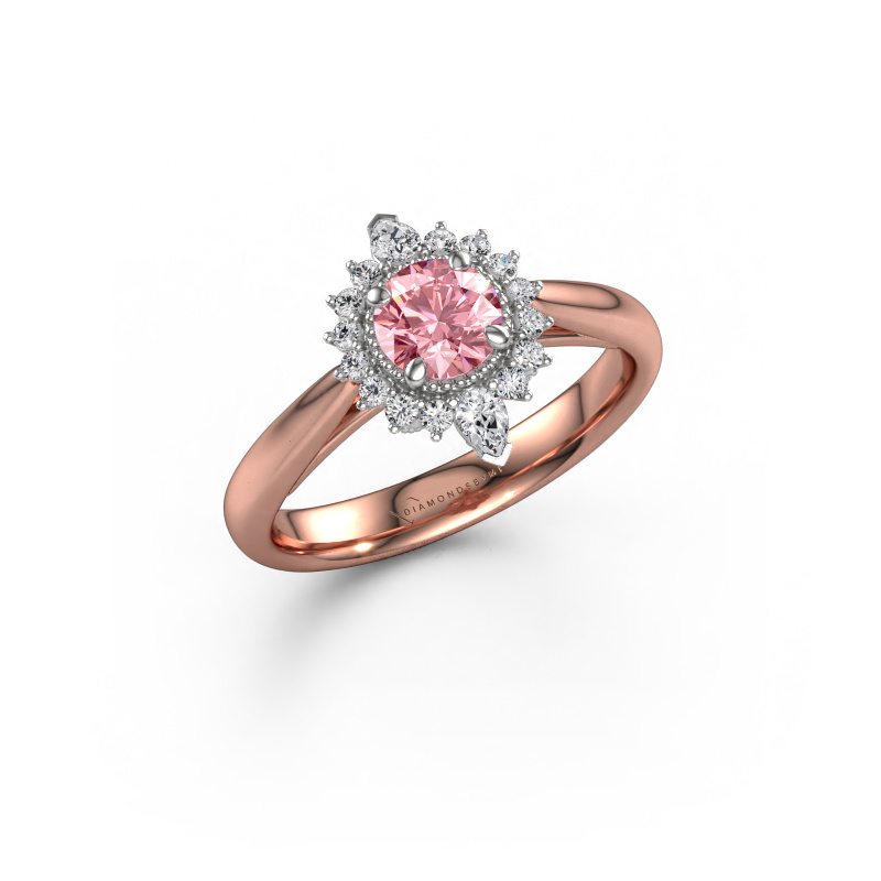 Image of Engagement ring Susan 585 rose gold Pink lab grown diamond 5 mm