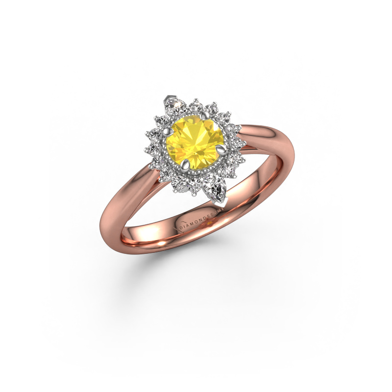 Image of Engagement ring Susan 585 rose gold Yellow sapphire 5 mm
