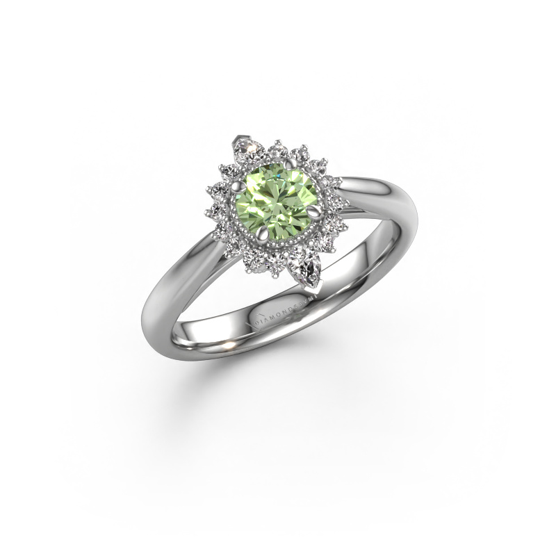 Image of Engagement ring Susan 585 white gold Green lab grown diamond 5 mm