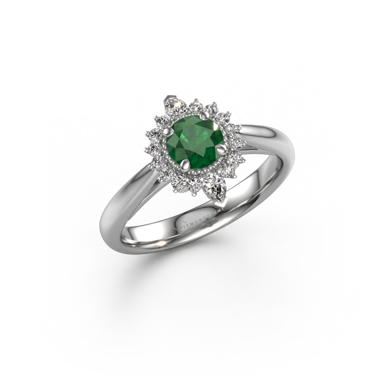 Image of Engagement ring Susan 585 white gold Emerald 5 mm