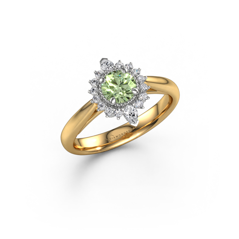 Image of Engagement ring Susan 585 gold Green lab grown diamond 5 mm