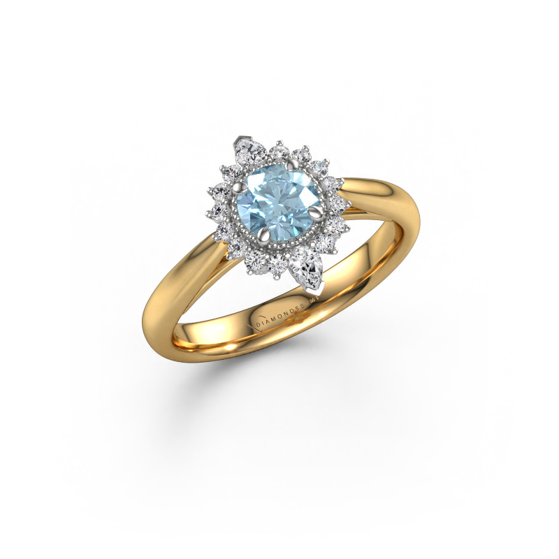 Image of Engagement ring Susan 585 gold Blue lab grown diamond 5 mm