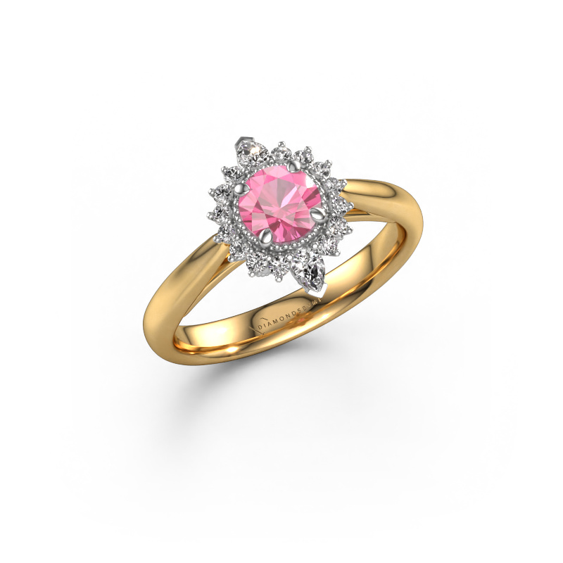 Image de Bague de fiançailles Susan 585 or jaune Saphir rose 5 mm