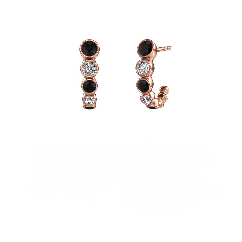 Image de Clous d'oreilles Suzie 585 or rose Diamant noir 1.392 crt