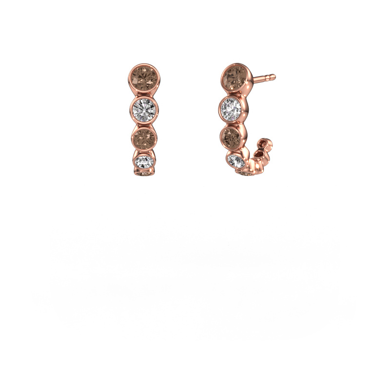 Image of Stud earrings Suzie 585 rose gold Brown diamond 1.24 crt