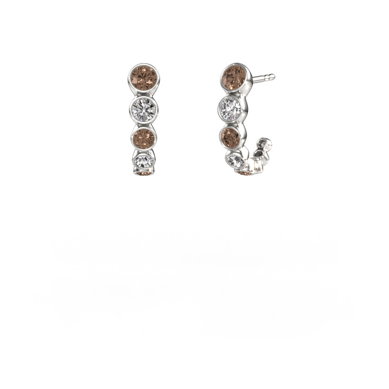 Afbeelding van Oorstekers Suzie 585 witgoud Bruine diamant 1.24 crt