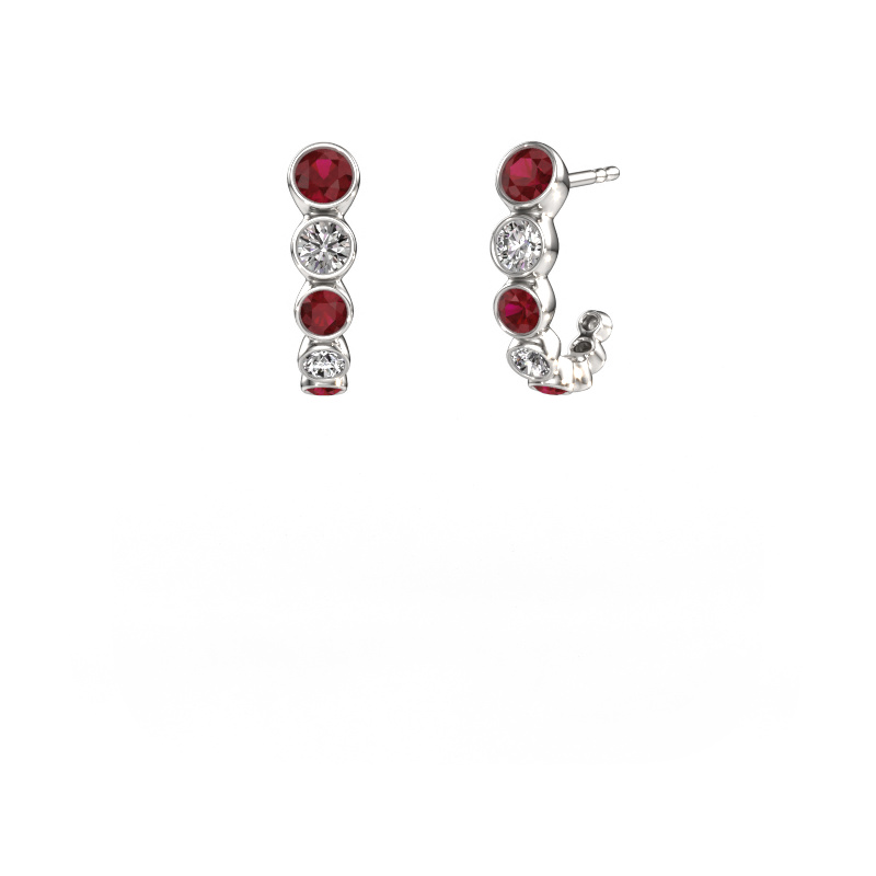 Image of Stud earrings Suzie 585 white gold Ruby 3.8 mm