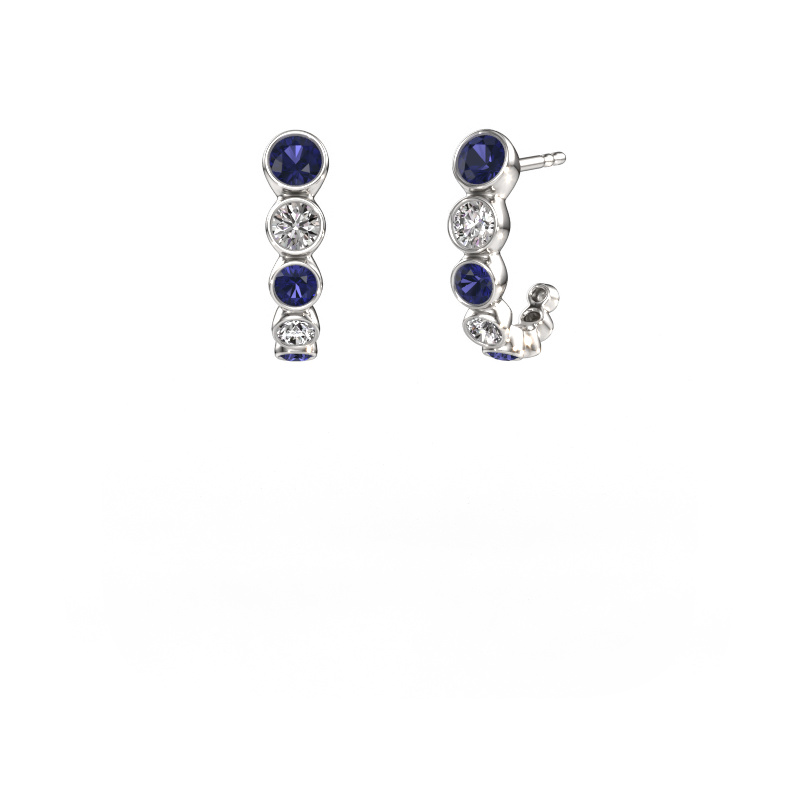 Image of Stud earrings Suzie 585 white gold Sapphire 3.8 mm