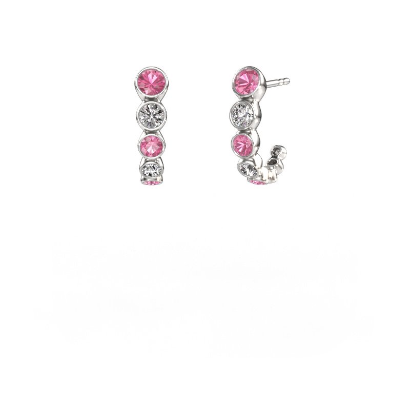 Image of Stud earrings Suzie 585 white gold Pink sapphire 3.8 mm