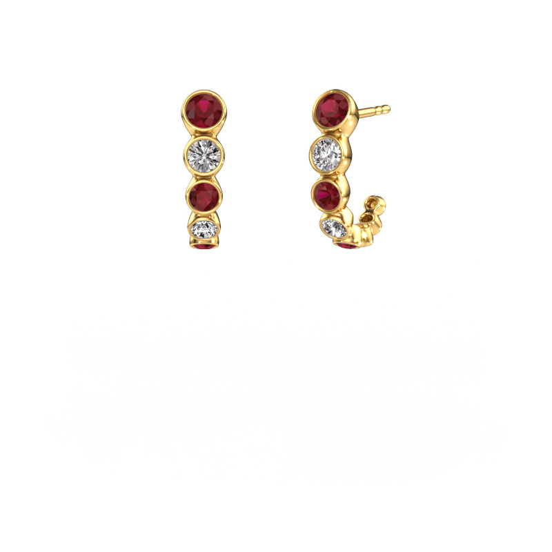 Image of Stud earrings Suzie 585 gold Ruby 3.8 mm