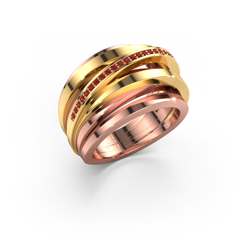 Image de Bague Swinda 585 or rose Rubis 1 mm