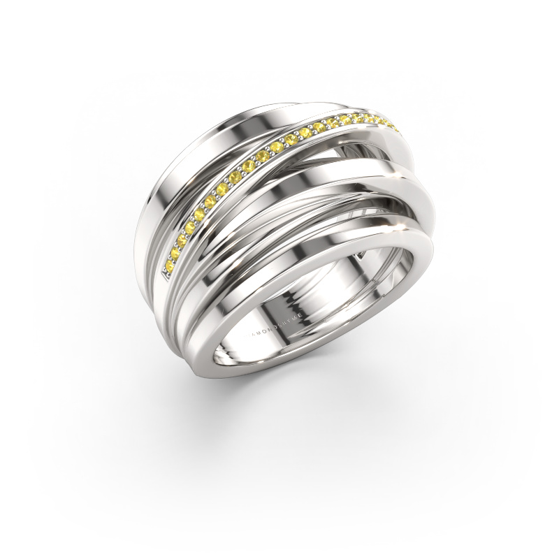 Bild av Ring Swinda 585 vitt guld Gul safir 1 mm