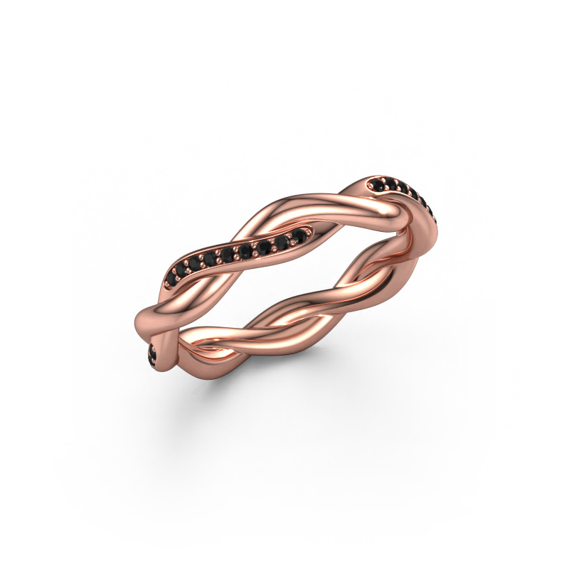 Image of Stackable ring Swing half 585 rose gold Black diamond 0.216 crt