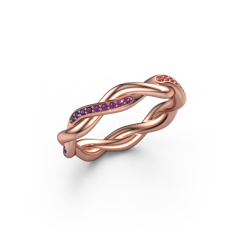 Image de Bague superposable Swing half 585 or rose Rainbow saphir 1 1 mm