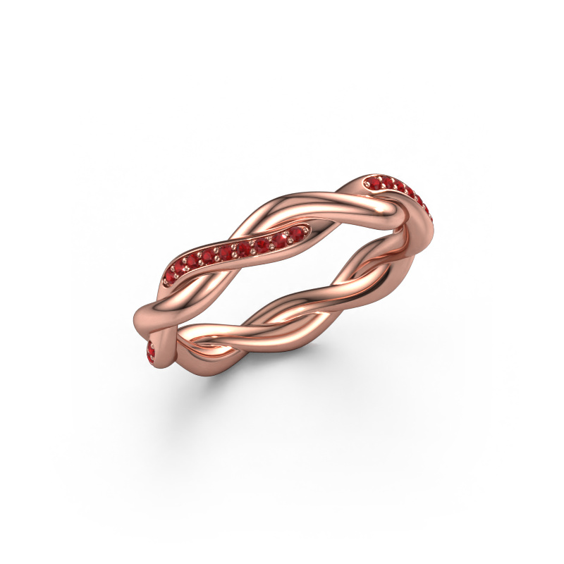 Image of Stackable ring Swing half 585 rose gold Ruby 1 mm