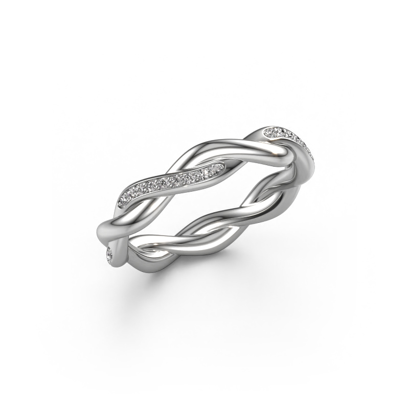 Image of Stackable ring Swing half 585 white gold Diamond 0.18 crt