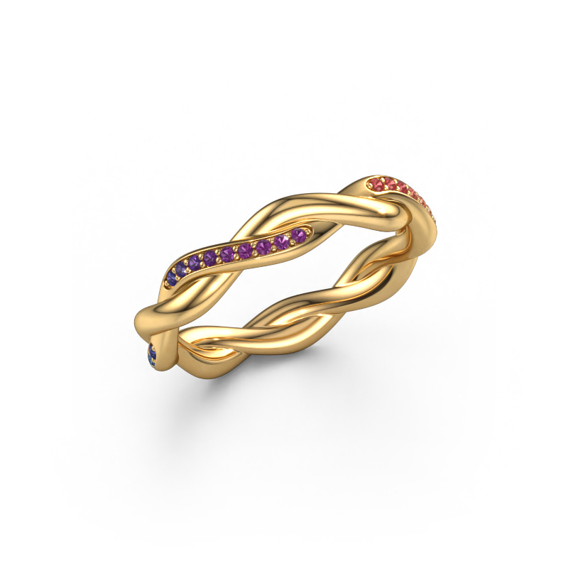 Image of Stackable ring Swing half 585 gold Rainbow sapphire 1 1 mm