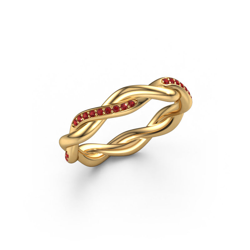 Image of Stackable ring Swing half 585 gold Ruby 1 mm