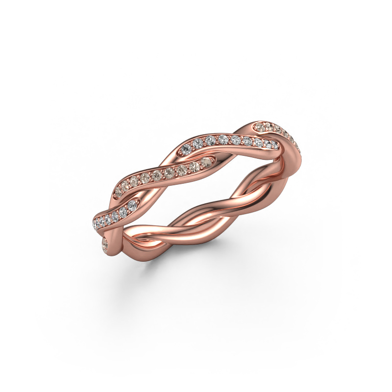 Image of Stackable ring Swing full 585 rose gold Brown diamond 0.36 crt