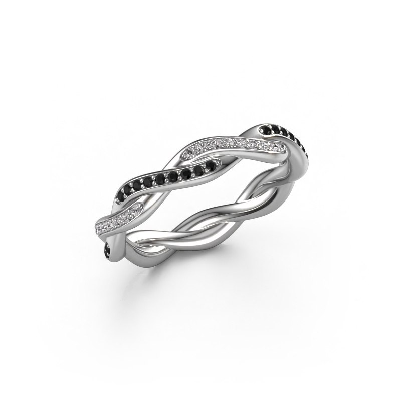 Image of Stackable ring Swing full 950 platinum Black diamond 0.396 crt