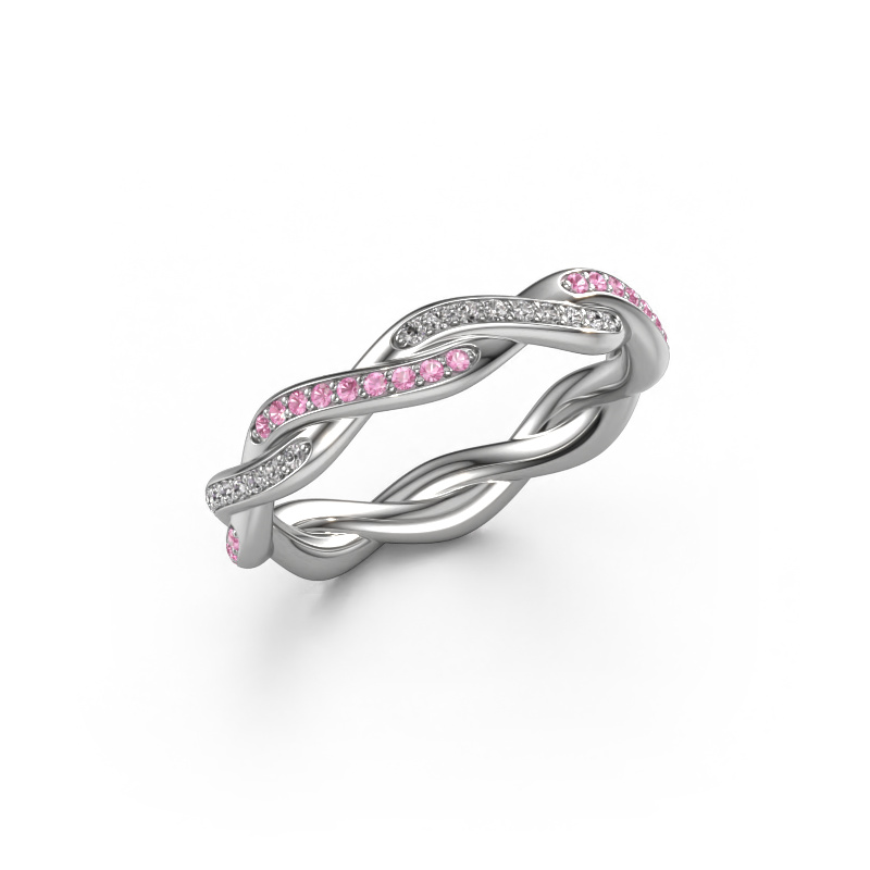 Image of Stackable ring Swing full 585 white gold Pink sapphire 1 mm