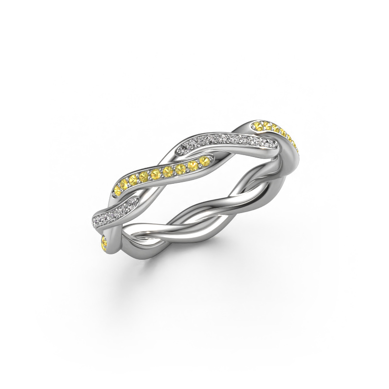 Image of Stackable ring Swing full 950 platinum Yellow sapphire 1 mm