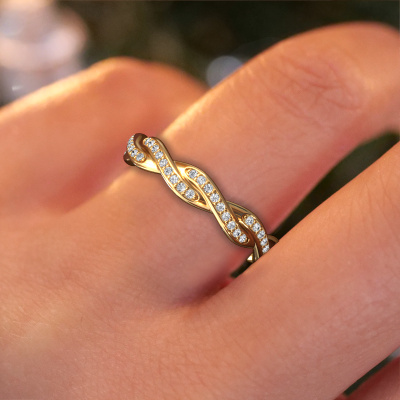 Swing full eternity gold stackable ring with crt full round