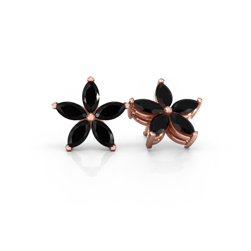 Image of Stud earrings Sylvana 585 rose gold Black diamond 1.68 crt