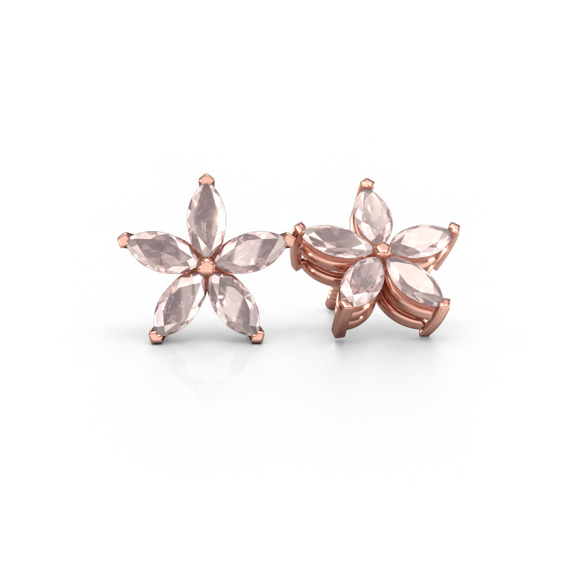 Image of Stud earrings Sylvana 585 rose gold Morganite champagne 5x2.5 mm