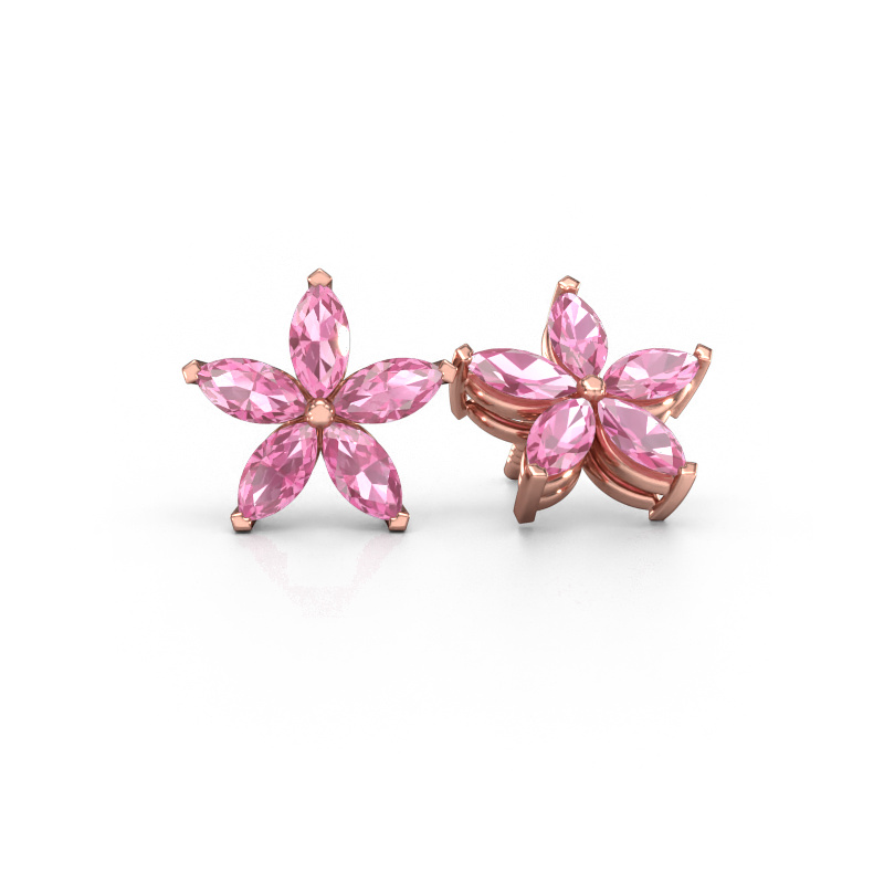 Image of Stud earrings Sylvana 585 rose gold Pink sapphire 5x2.5 mm